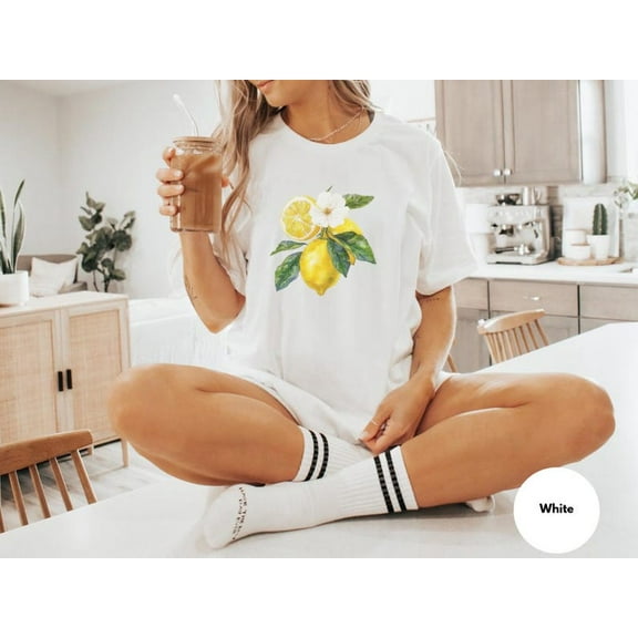 Vintage Lemon Shirt, Art Graphic Fruit Shirt, Pastel Drawing Lemons Shirt, Foodie Vintage Graphic Shirt, Aesthetic Fruit Shirt, Flowers