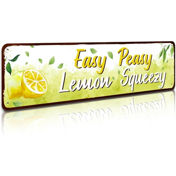 Easy Peasy Lemon Squeezy Metal Tin Sign For Home Office Living Room Bar Cafe Restaurant Club Wall Decor 4x16 Inches