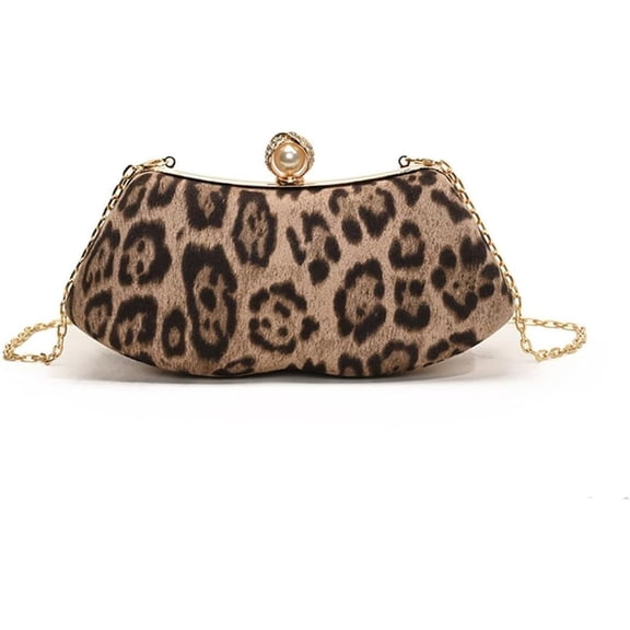 Vintage Leopard Crossbody Evening Bag Cheetah Print Satchel Evening Handbag Women Leopard Print Shoulder Chain Purse