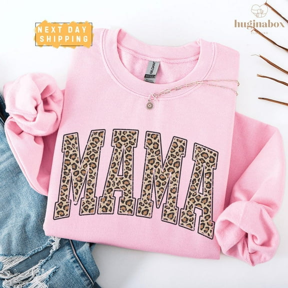 Vintage Leopard Mama Sweatshirt, Retro Style Leopard Print Mom Sweater, Mother's Day, New Mom Crewneck, Mom Life Apparel All Size S-5Xl
