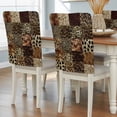 thumbnail image 1 of Vintage Leopard Print Dining Chair Back Cover Only, Animal Print Patchwork Style Art Painting Set of 6 Chair Back Covers, Removable Washable for Dining Room, Banquet & Holiday Decoration, 1 of 9