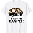 thumbnail image 1 of Vintage Leopard Print Happy Camper T-Shirt for Fun Camping Adventures, 1 of 5