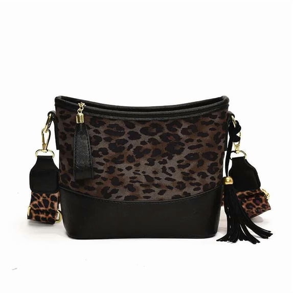Vintage Leopard Print Shoulder Bag for Women - Unique Design Crossbody Handbag