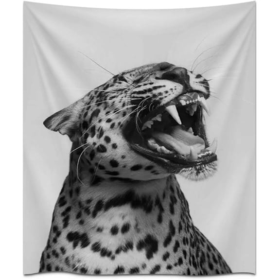 Vintage Leopard Wall Art Decor Retro Black White Animal Print Tapestry Wall Hanging Aesthetic Wild Cat Picture Tapestry for Bedroom Living Room Office Dorm Wall Tapestries (YG91H-48,30L x 40W)
