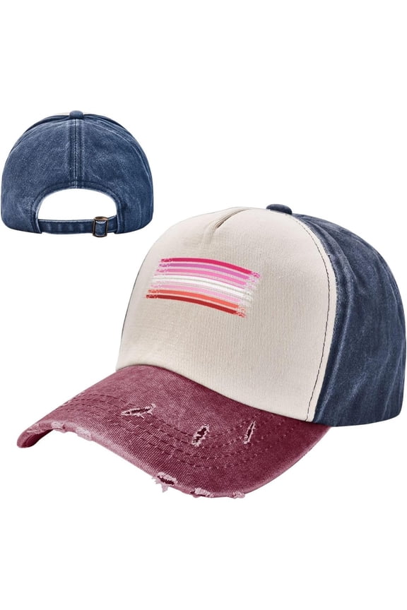 Vintage Lesbian LGBT Flag Cowboy Hat Men Vintage Baseball Cap Women Trucker Hat Dad Hat Snapback Hat Dark Red