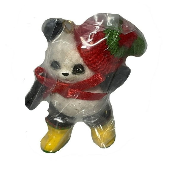 Vintage Lets Play in the Snow (Panda) Carlton Cards Christmas Tree Ornament CXOR-162A