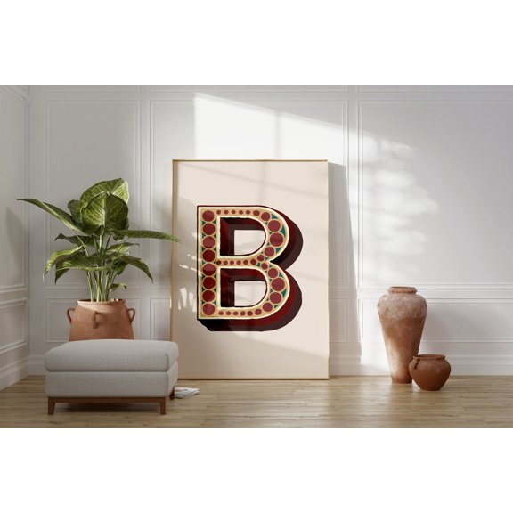 Vintage Letter B Typography Poster For Eclectic Home Decor