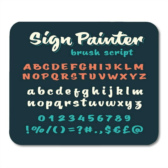 Vintage Letter Retro 'Sign Painter' Brush Script Lettering Handwritten Calligraphic Alphabet Hand Painter Mousepad Mouse Pad Mouse Mat 9x10 inch