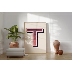 Vintage Letter T Typography Poster For Eclectic Home Decor