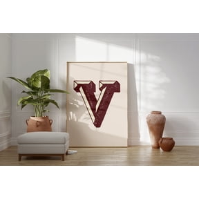 Vintage Letter V Typography Poster For Eclectic Room Decor