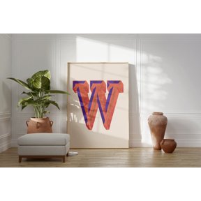 Vintage Letter W Typography Poster For Eclectic Home Decor