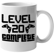 Vintage Level 20 Complete, Gaming Enthusiast or Video Gamer 20th Birthday, White 11oz Ceramic Mug