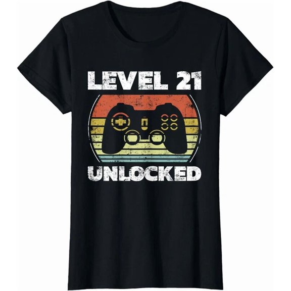 Vintage Level 21 Unlocked Birthday T-Shirt