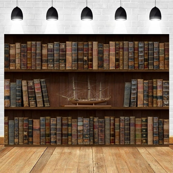 Vintage Library Backdrop Photocall Wood Bookshelf Back To School Baby Portrait Photography Background Photo Studio Photographic