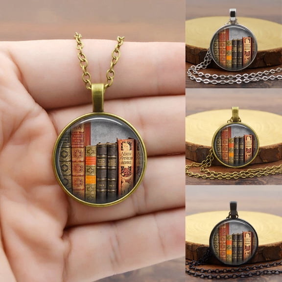 Vintage Library Book Pendant Necklace, Gifts for Book Lovers, Aesthetic Book Decor Jewelry, Book Lover Gift for Readers, Check Out This Piece for Daily Wear
