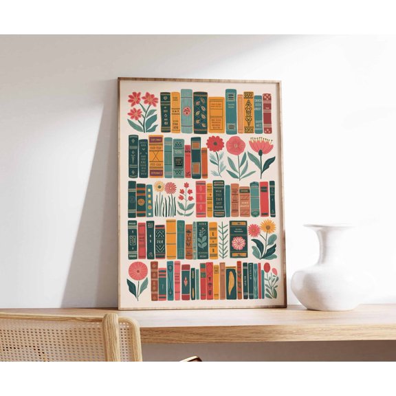 Vintage Library Book Reading Antique Retro Lovers Art, Unframed Paper Poster 8x10in