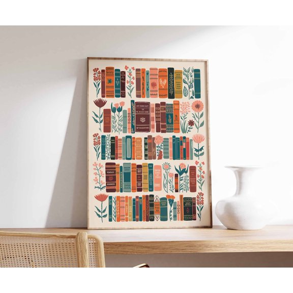 Vintage Library Book Reading Antique Retro Lovers Art, Unframed Paper Poster 8x10in