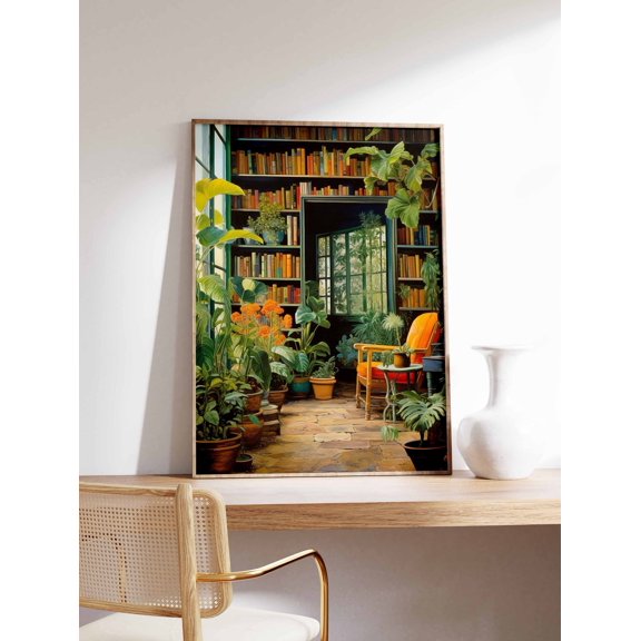 Vintage Library Book Shop Reading Retro Antique Library Art Print Decor Unframed Paper Print