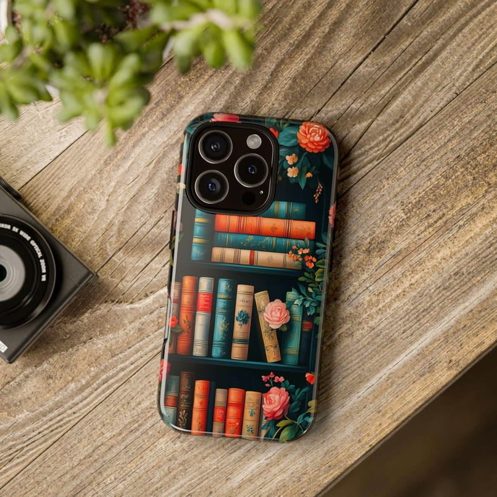 Vintage Library Bookshelf Book Lover Phone Case for iPhone 12 to 17 ...