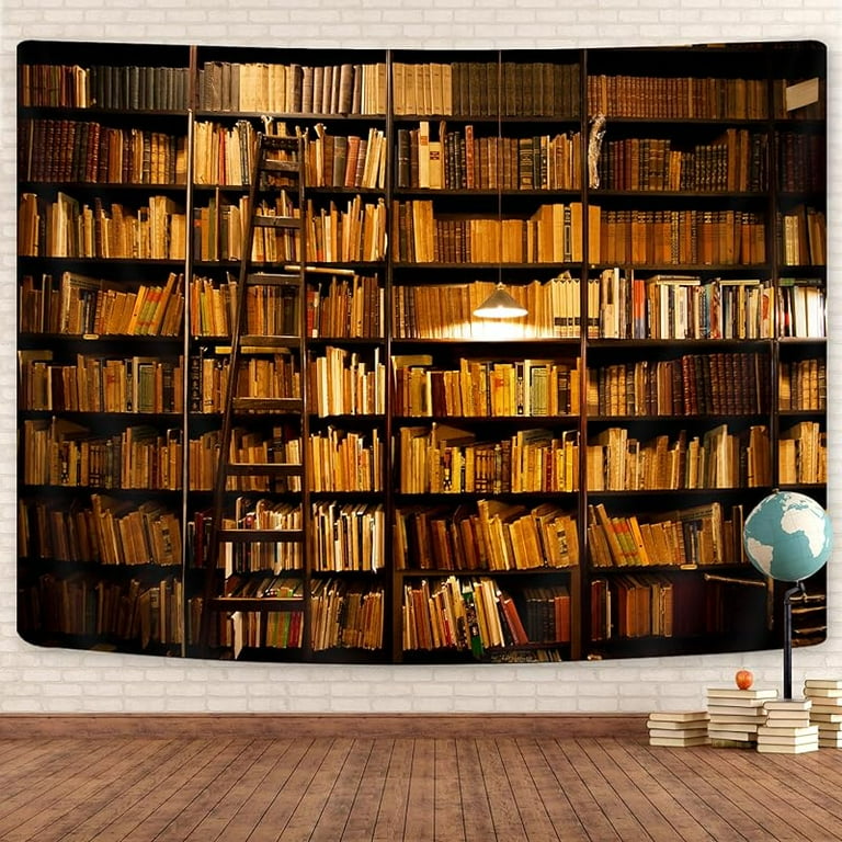 Vintage Library Bookshelf Tapestry Retro Aesthetic Library Tapestry Wall Hanging for Bedroom Study Room College Dorm Office Classroom Ceiling Blanket Walmart