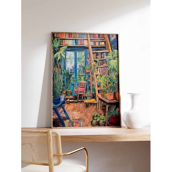 Vintage Library Bookshop Reading Poster, Unframed Paper Poster 8x10in