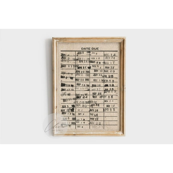 Vintage Library Card Poster Retro Book Due Date Card Poster Antique Library Wall Decor Reading Nook Wall Art Rustic Book Poster, Unframed Canvas Size 12x18