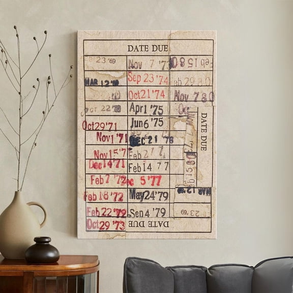 Vintage Library Card Poster Retro Date Due Slip Wall Art, Unframed Poster