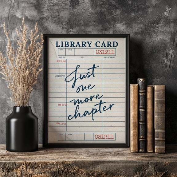 Vintage Library Card Print Book Lover Reading Nook Art Poster Decor, Unframed Poster Size 12x18 F03.1.22l581