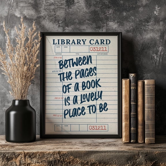 Vintage Library Card Print Book Lover Wall Art Poster Decor, Unframed Poster Size 8x12 F03.1.22l603
