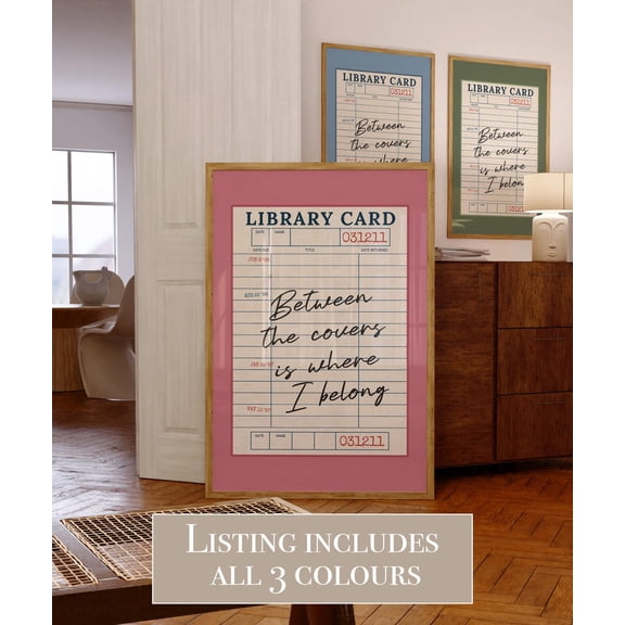 Vintage Library Card Print: Literary Quote Posters for Book Lovers' Reading Nooks & Home Libraries, Unframed Canvas Size 24x36 F03.1.22l617