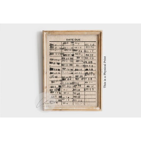 Vintage Library Due Date Poster, Library Decor, Reading Nook Art, Book Lover Gift, Retro Home Decor, Literary Wall Hanging Unframed Poster