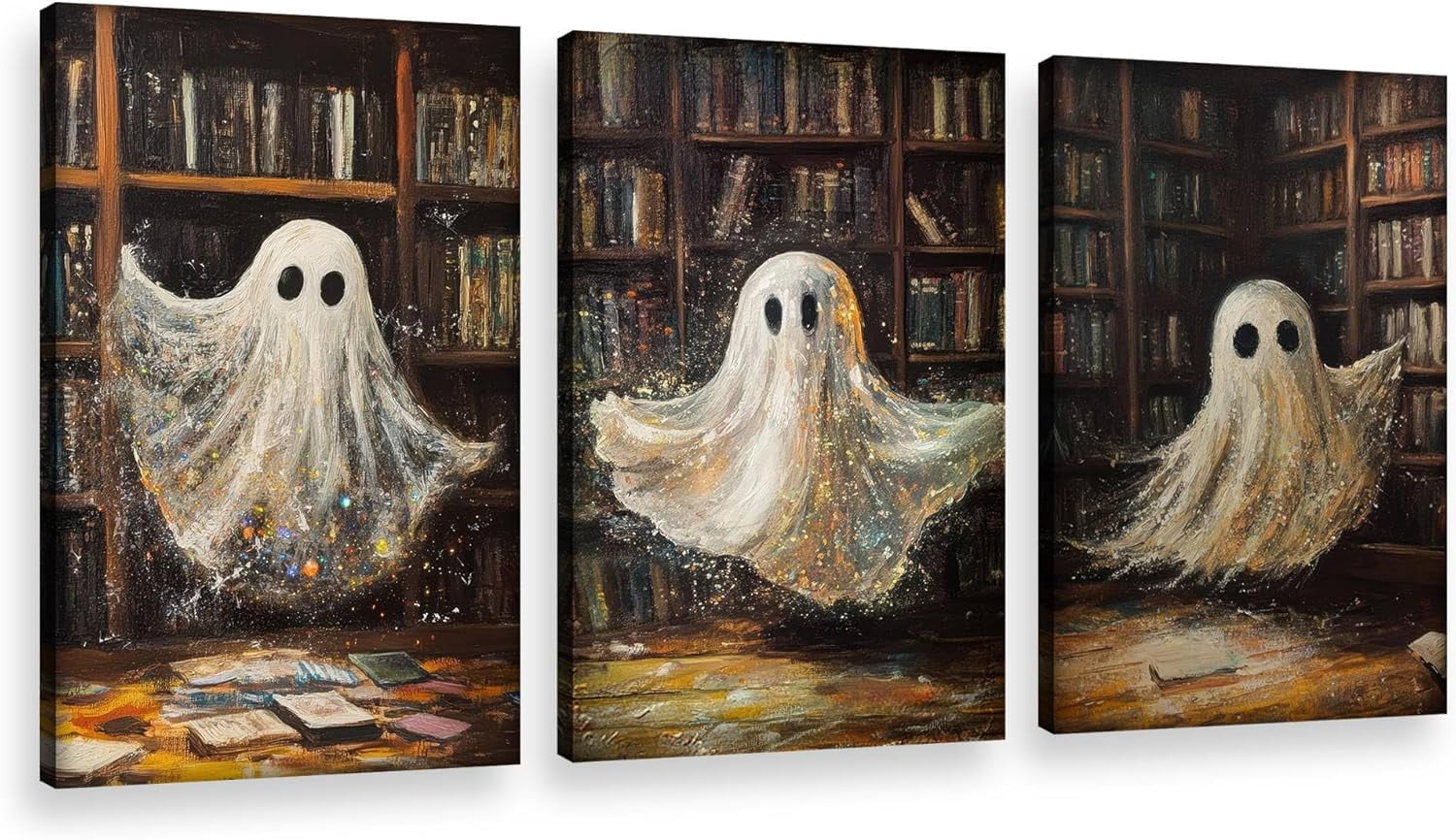 Vintage Library Ghost Canvas Poster Prints Prints Disco Ghost Wall Art ...
