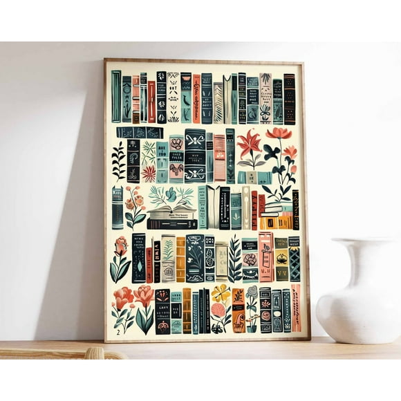 Vintage Library Poster, Book Art, Reading Poster, Book Lovers Gift, Reading Gift, Antique Wall Art, Retro Book Lovers Art, Library Art Wall Art, Modern Wall Decor, 24x36 UNFRAMED