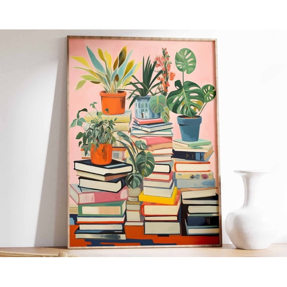 Vintage Library Poster, Book Shop Print, Book Lovers Gift, Reading Gift, Antique Wall Art, Retro Book Lovers Art, Library Art, Gift Idea Wall Art, Modern Wall Decor, 12x18 UNFRAMED