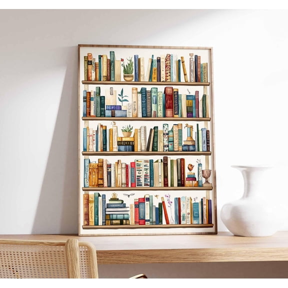 Vintage Library Reading Wall Art Print, Unframed Paper Poster 8x10in