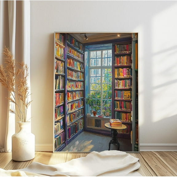 Vintage Library Retro Book Reading Antique Wall Decor, Unframed Paper Poster 8x10in