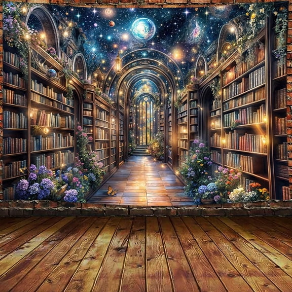 Vintage Library Tapestry, Magic Bookshelf Tapestry Magical Witchy Hippie Tapestries Gothic Bookshelf Wall Decor Library Decor for Living Room Bedroom for Home Office Meeting 30x40in, Multi1