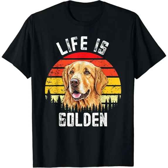 Vintage Life Is Golden Funny Golden Retriever Dog Lover Gift Unisex T-Shirt