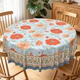 thumbnail image 1 of Vintage Light Blue Floral Round Tablecloth,Waterproof Stain Resistant Table Cover for Indoor Outdoor Kitchen Dining Room Party Decor,60 Inch, 1 of 7