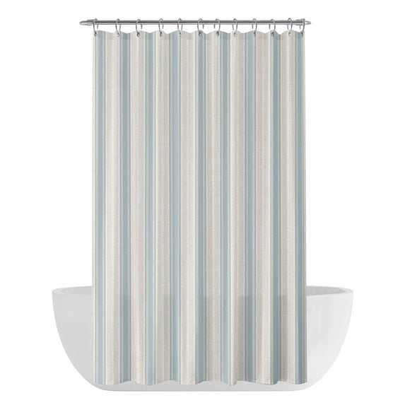 Vintage Light Blue Striped Shower Curtain - Water Repellent Fabric Shower Curtains Washable, Farmhouse Stripes Aesthetics Decorative Polyester Cloth Bathroom Curtains Modern Bath Decor 36"x72"