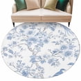 thumbnail image 1 of Vintage Light Round Area&nbsp;Rug 6ft Blue Flowers Leaf Bird Rustic Natural Scenery Non-Slip&nbsp;Washable Circle Rugs Soft Felt Indoor Floor Mat for Bedroom Kitchen Living Room Bathroom, 1 of 9