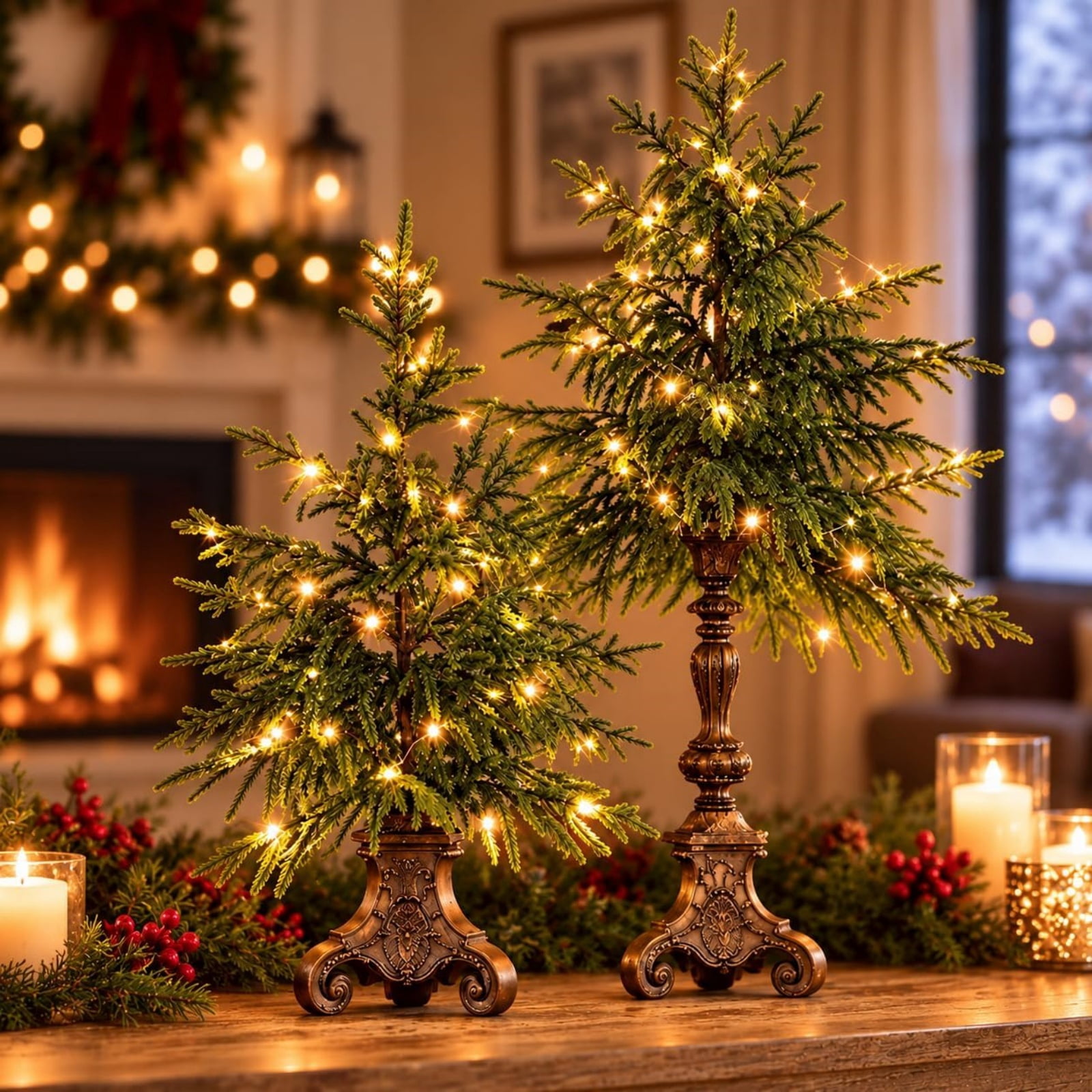 Skip Remote Operating Vintage Lighted Norfolk Pine Trees, Norfolk Pine Christmas Tree with ...