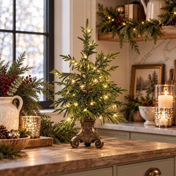 Led Panel Christmas Tree Vintage Lighted Norfolk Pine Trees, Pre Lit Tabletop Christmas Tree ...