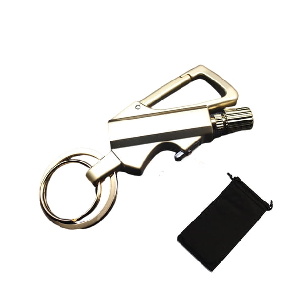 Vintage Lighter,Grill Lighter,Multifunctional Match Kerosene Lighter Outdoor Portable Bottle Opener Keychain 6ml Liquid for Candle Camping Birthday Gift,Without Gas(Gold+Bag 3.6in)