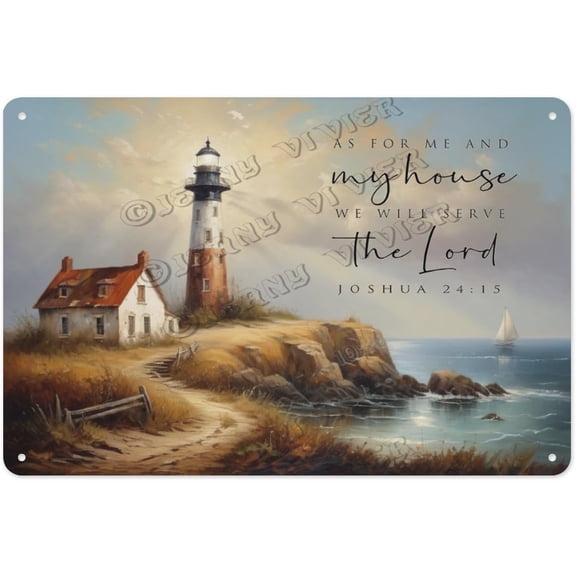 Vintage Lighthouse Aluminum Metal Sign, 12 x 16 Inches, Adds a Nautical Touch to Your Living Room, Kitchen, or Bedroom with Timeless Rustic Appeal, Perfect Metal Sign for Lighthouse Enthusiasts
