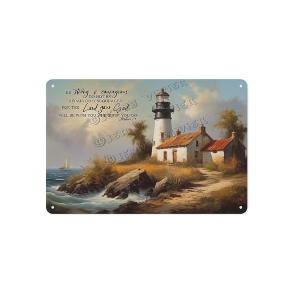 Vintage Lighthouse Aluminum Metal Sign, 8 x 12 Inches, Ideal for Your Living Room, Pub, or Bedroom with Classic Nautical Style, Perfect for Coastal and Beach Enthusiasts