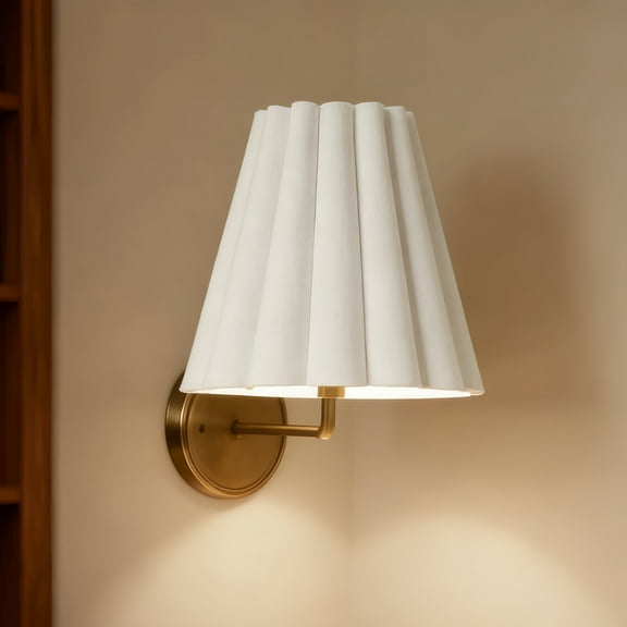 Vintage Lights Brass Sconces Wall Lighting with White Linen Shade, Wall Lamp Fixture for Living Room Bathroom Bedroom Hallway