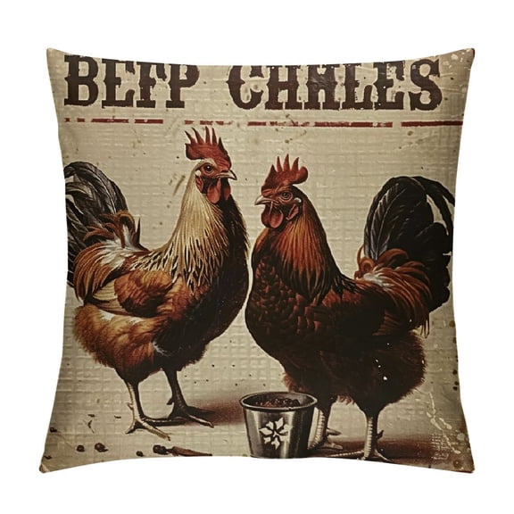 Vintage Like Chicken Feed Sack Burlap Pillow,Home Decorative Throw Pillow Cover Cushion for Couch/Sofa/Bedroom/Livingroom/Kitchen/Car