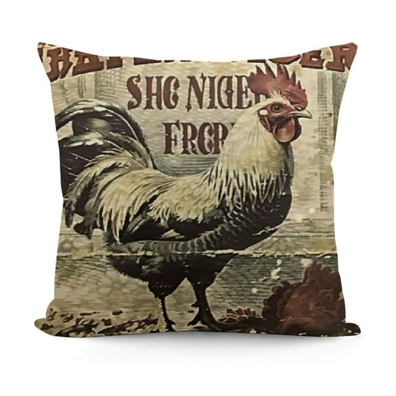 Vintage Like Chicken Feed Sack Burlap Pillow,Home Decorative Throw Pillow Cover hion for Couch/Sofa/Bedroom/Livingroom/Kitchen/Car Square Pillow case