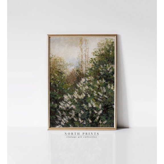 Vintage Lilac Tree Farmhouse Poster, Stretched Size 12x18